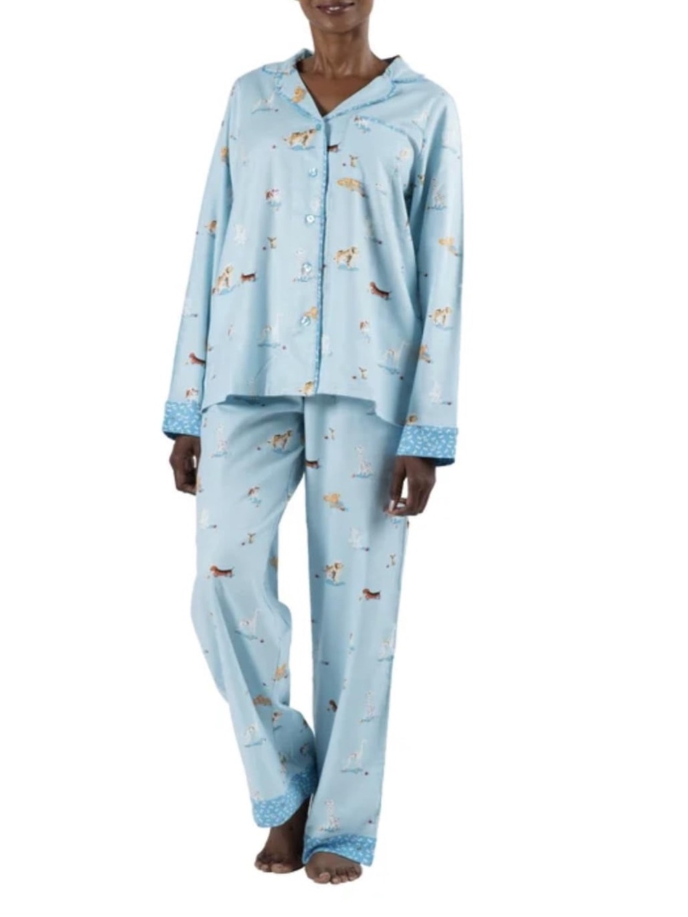 Munki Munki Women's Flannel Notch Collar Classic Pajama Set
